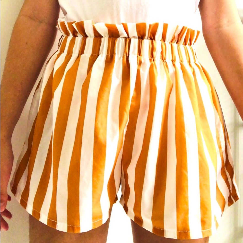 White and yellow striped shorts